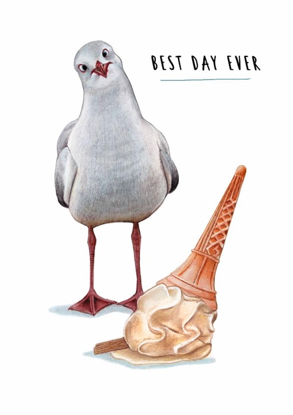 Funny Congratulations/Retirement Card - Best Day Ever - Seagull created by Beth Goodwin