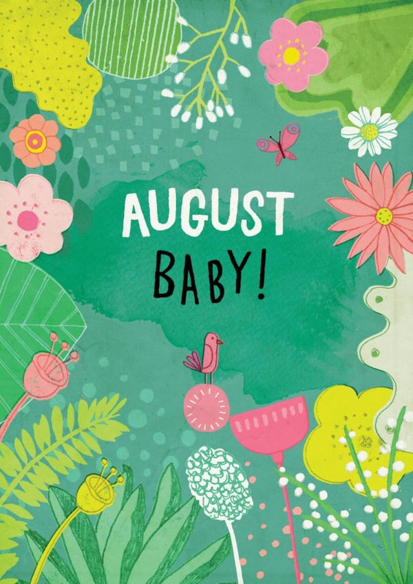 Pretty New Baby Card - August Baby created by Pencilface