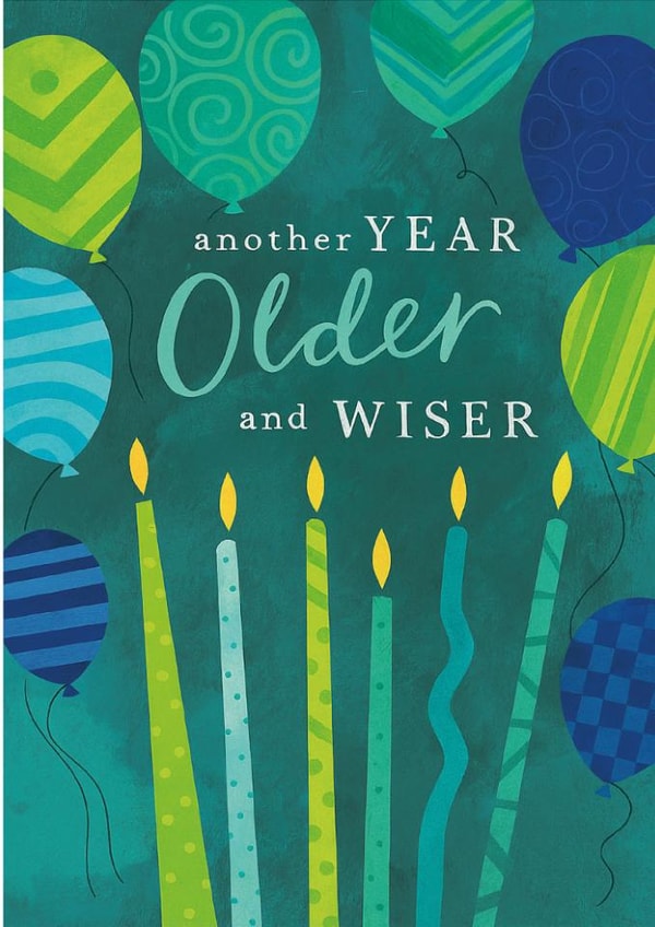 Classic Birthday Card - Balloons And Candles - Older And Wiser created by Exquisite Studio
