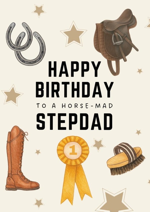 Classic Birthday Card - For Stepdad - Horse Riding created by Hello Fridays Studio