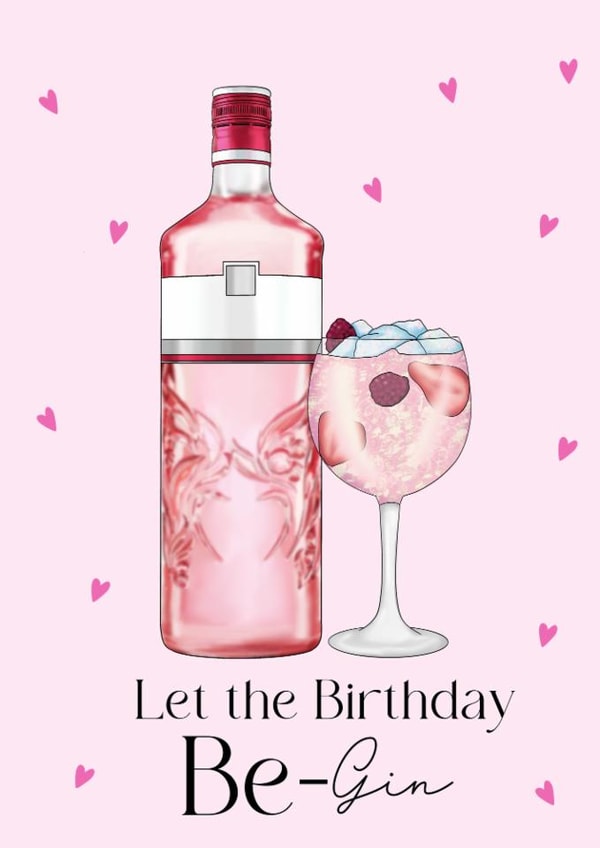 Cute Birthday Celebration card for your favourite Pink Gin lover. created by Dolly’s Originals