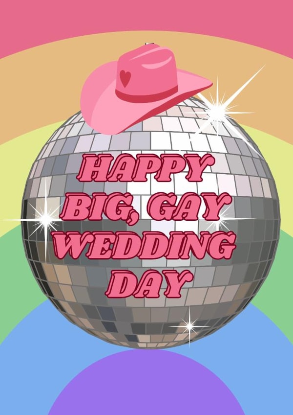 Big Gay Wedding Day Card: Disco Cowboy Edition created by Joanna