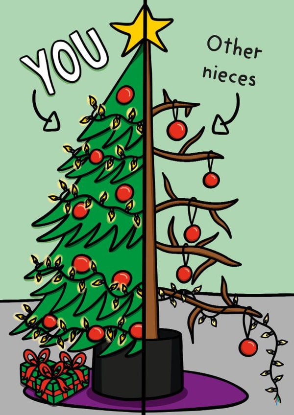 Funny Christmas Card - You Versus Other Nieces - Tree created by TeePee Creations