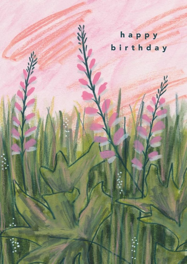 Pretty Birthday Card - Pink Sunset Flowers | thortful