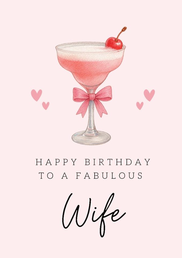 Classic Birthday Card - Fabulous Wife - Pink Cocktail created by Hello Fridays Studio