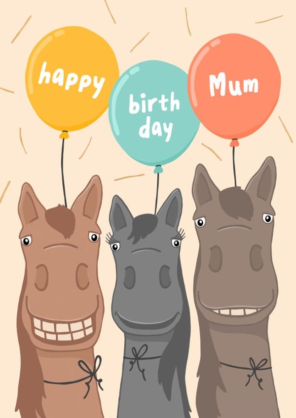 Cute Birthday Card - For Mum - Horses created by Fliss Muir