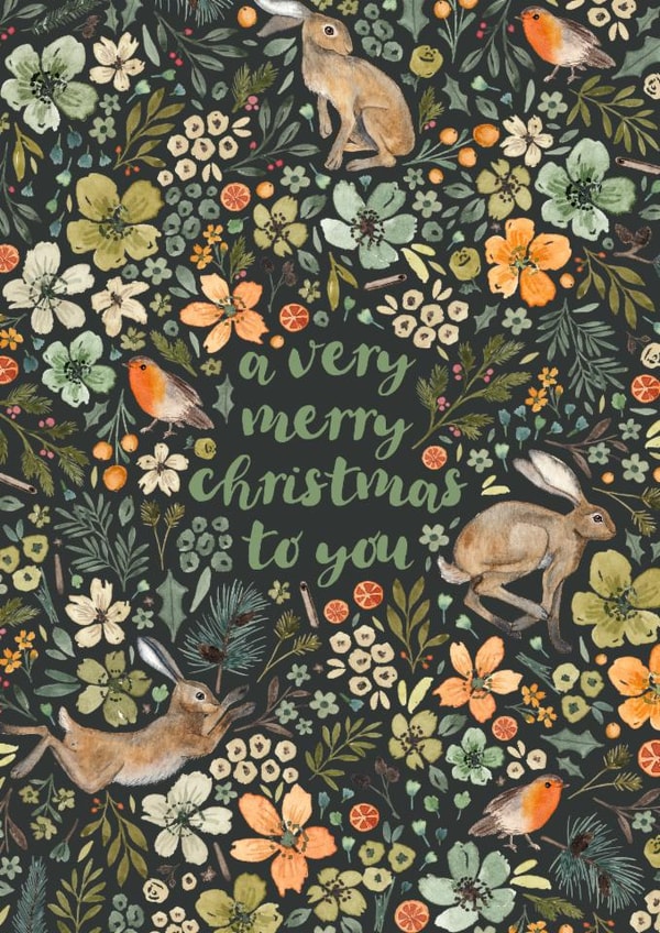Classic Christmas Card - A Very Merry Christmas To You - Woodland created by Elena O'Neill