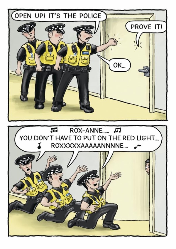 Funny Birthday Card - Police - Roxanne created by Paperlink and Meraki Greeting Cards