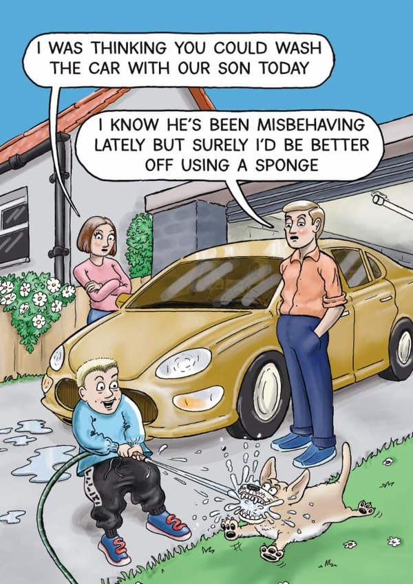 Funny Birthday Card - Wash The Car created by Paperlink and Meraki Greeting Cards