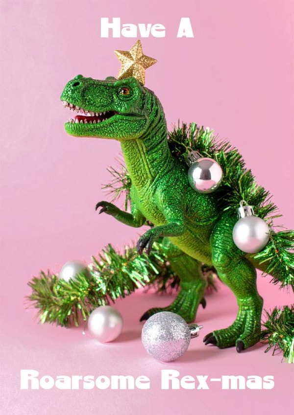 Fun Christmas Card - T-Rex - Roarsome created by sophie robbens
