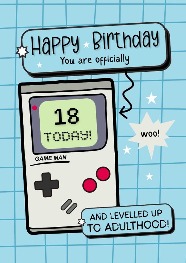 Classic Birthday Card - 18th - Retro Gameboy created by original fox designs