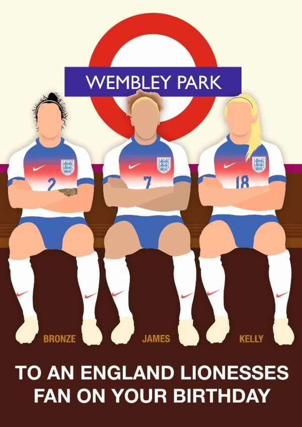 Fun Birthday Card - Lionesses - England Fan created by Paul Jones