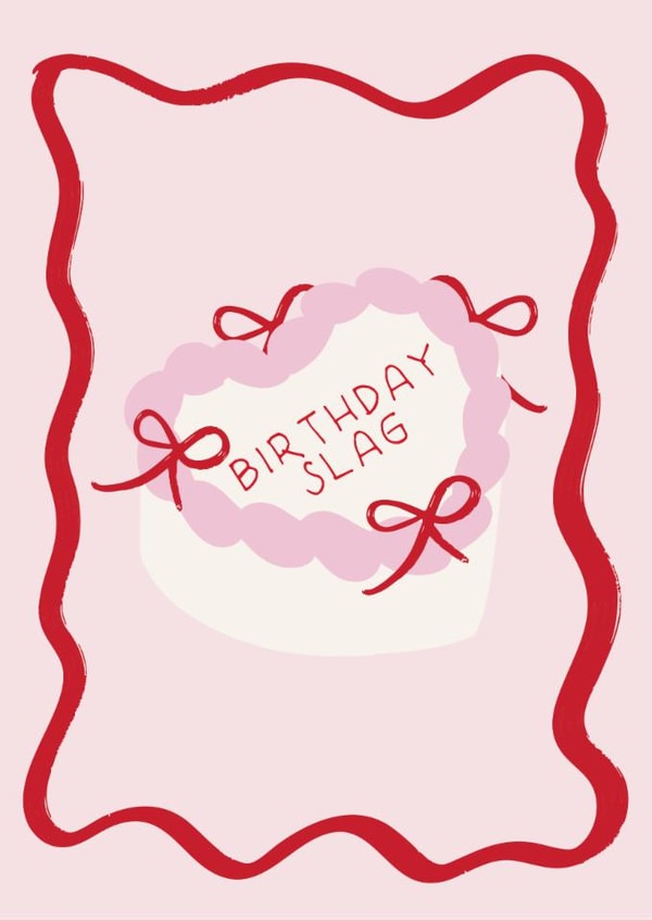 Birthday Slag - Vintage Bow Cake - Happy Birthday Card created by Sassy Publishing