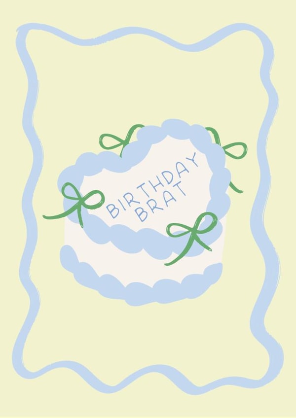 Birthday Brat - Cute Vintage Cake - Charli xcx - Birthday Card created by Sassy Publishing