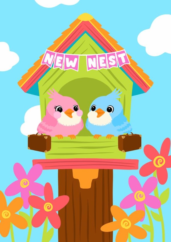 Cute New Home Card - New Nest - For Friend - For Family - Cute Birds created by Pink Peach Cards