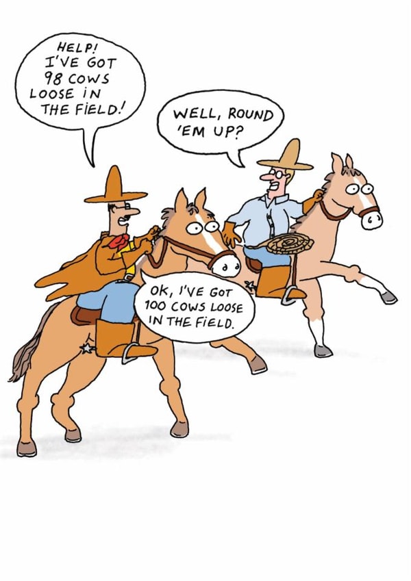Funny Birthday/Father's Day Card - Cowboys - Joke created by Paperlink and Meraki Greeting Cards