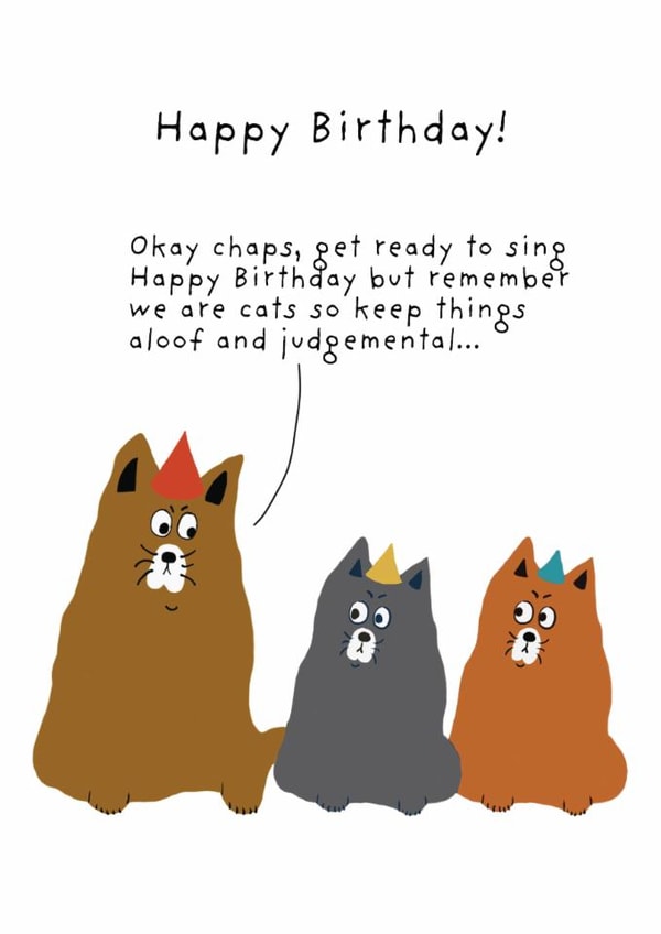 Funny Birthday Card - Cats Singing - Aloof And Judgemental created by Not at all Jack