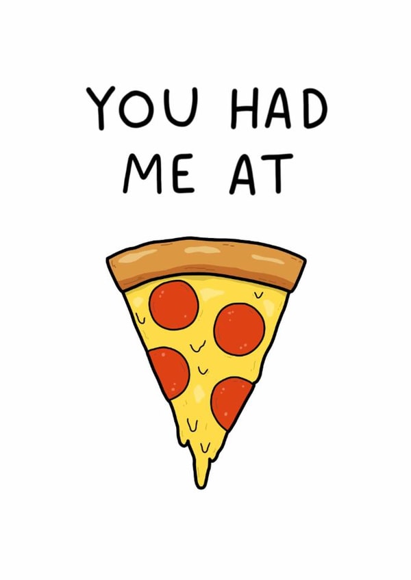 Cute and playful romantic card - ideal for pizza lovers and couples created by That Little Map Shop