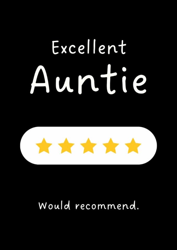 Fun Birthday Card - Five Stars - For An Excellent Auntie created by Sundiva Designs