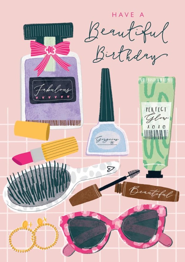 Classic Birthday Card - For Her - Beauty Products created by Laura Darrington Design Ltd.