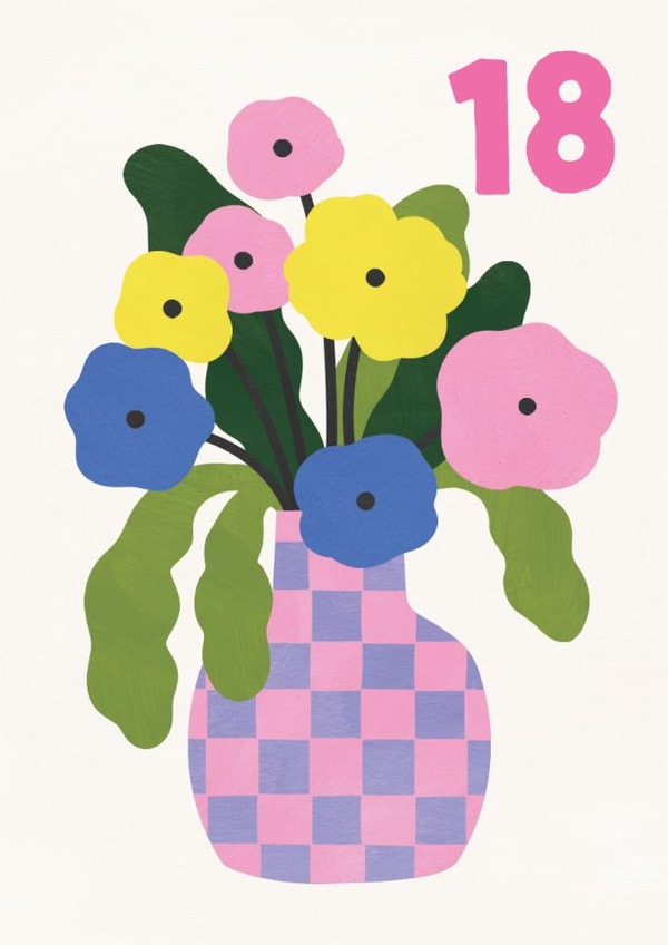 Pretty Birthday Card - 18th - Floral Vase created by Lemon and Sugar 