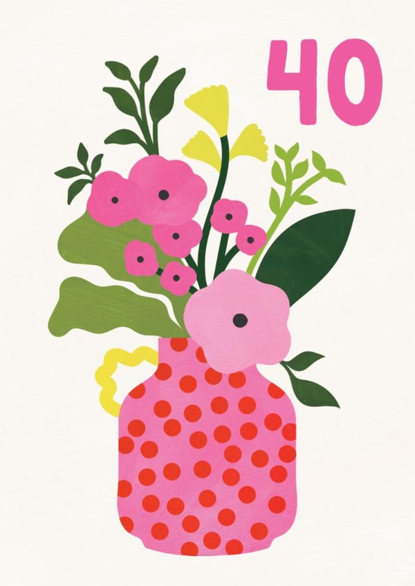 Pretty Birthday Card - 40th - Floral Vase created by Lemon and Sugar 
