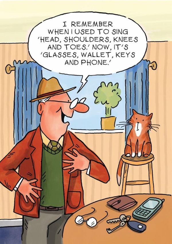 Funny Birthday Card - Forgetful - Old Age - Cat created by Paperlink and Meraki Greeting Cards