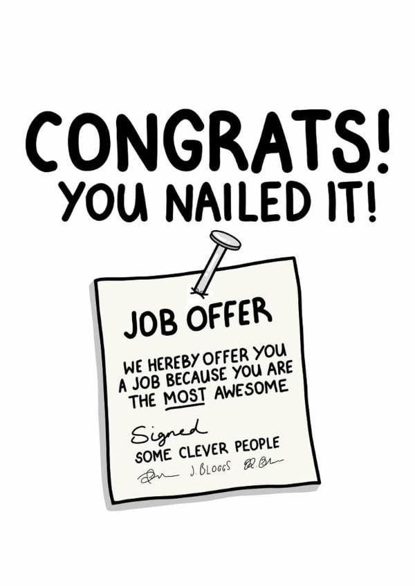 Cute Card - New Job - Congratulations - You nailed it! created by Violet Owen Designs