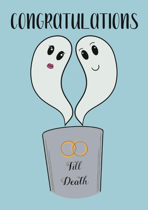Cute ghost wedding / engagement card for alternative couples. Autumn wedding created by Flinks Designs