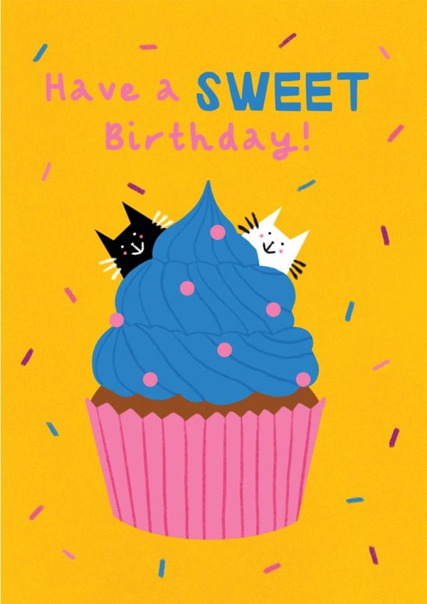 Cute Birthday Card - Cats - Cupcake created by Sophie Moran