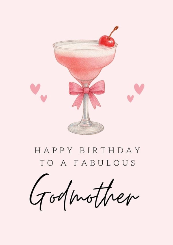 Classic Birthday Card - For Godmother - Pink Cocktail created by Hello Fridays Studio