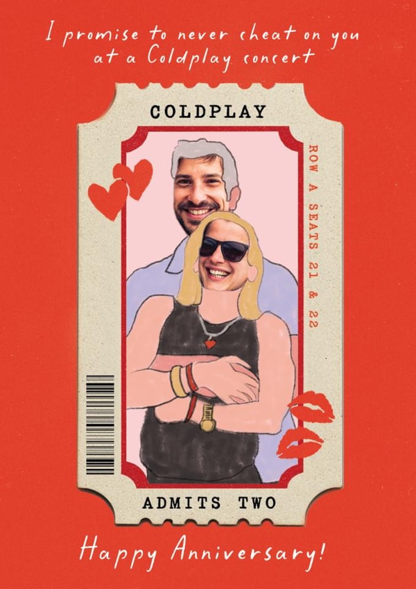 Funny Anniversary Card - Coldplay Concert Couple - Happy Anniversary - Band created by Paperlink and Meraki Greeting Cards