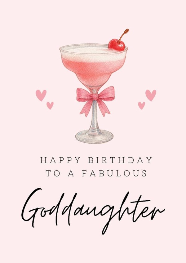 Classic Birthday Card - For Goddaughter - Pink Cocktail created by Hello Fridays Studio
