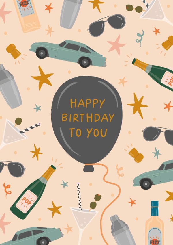 Classic Birthday Card - James Bond Themed - For Him created by The Pattern Press