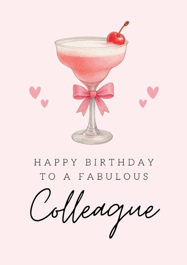 Classic Birthday Card -For Work Colleague - Pink Cocktail created by Hello Fridays Studio