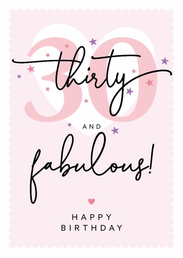 Classic 30th Birthday Card - Thirty And Fabulous - For Her created by The Stamford Press