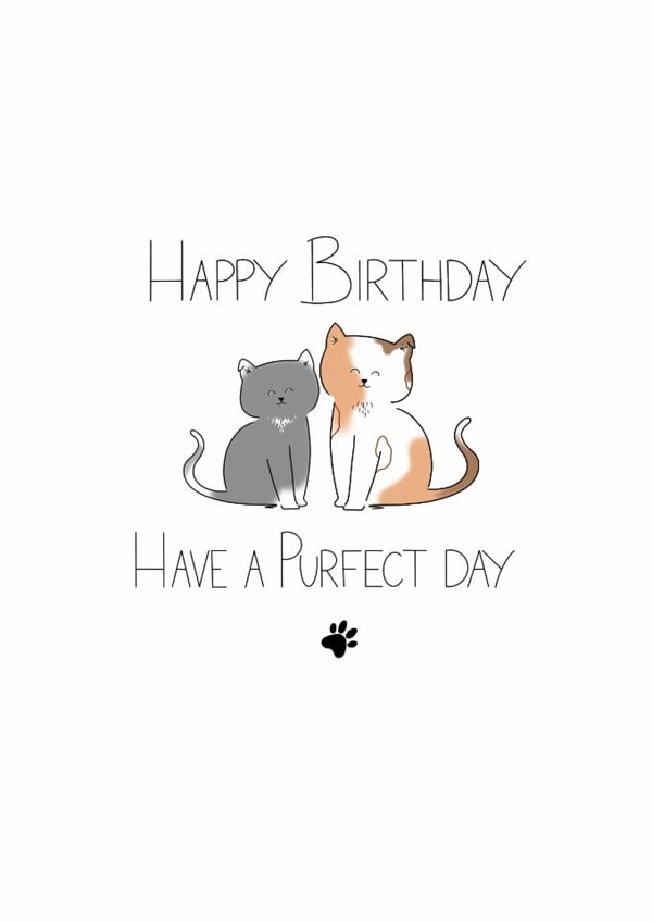 A Purfect Happy Birthday Card with Cats/Kittens Illustration created by JuBee Illustrations