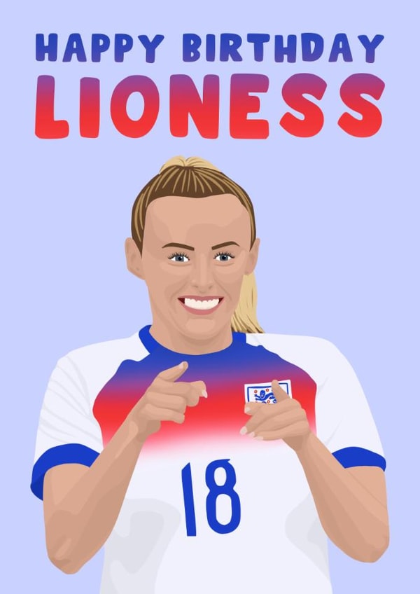 Fun Birthday Card - England Football - Lioness - Chloe Kelly created by Pink Peach Cards