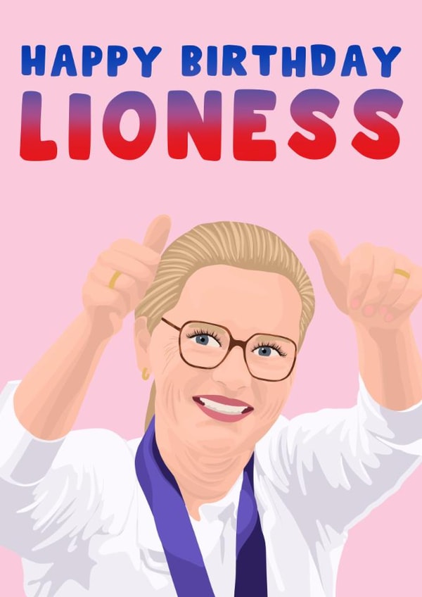 Fun Birthday Card - England Football - Lioness - Sarina Wiegman created by Pink Peach Cards