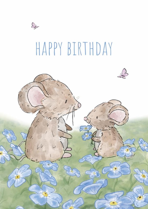 Cute Birthday Card - Mouse - Flowers created by Jade Blakeley