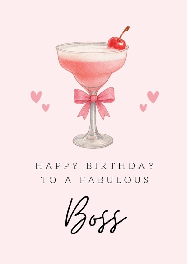 Classic Birthday Card - For Boss - Pink Cocktail created by Hello Fridays Studio