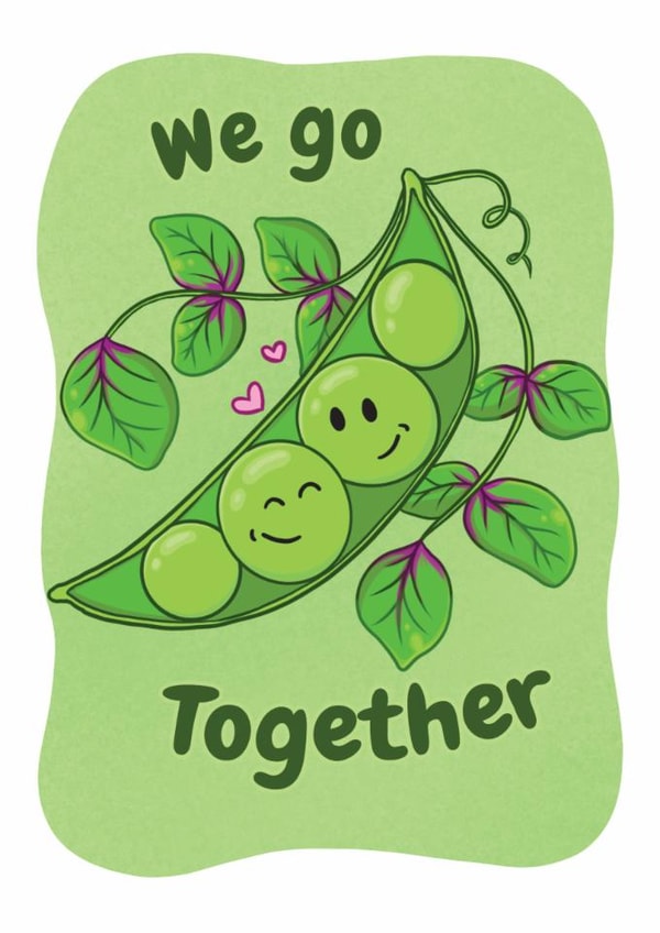 Cute Love Card for Significant Other - We Go Together Peas created by Chez Louie Designs