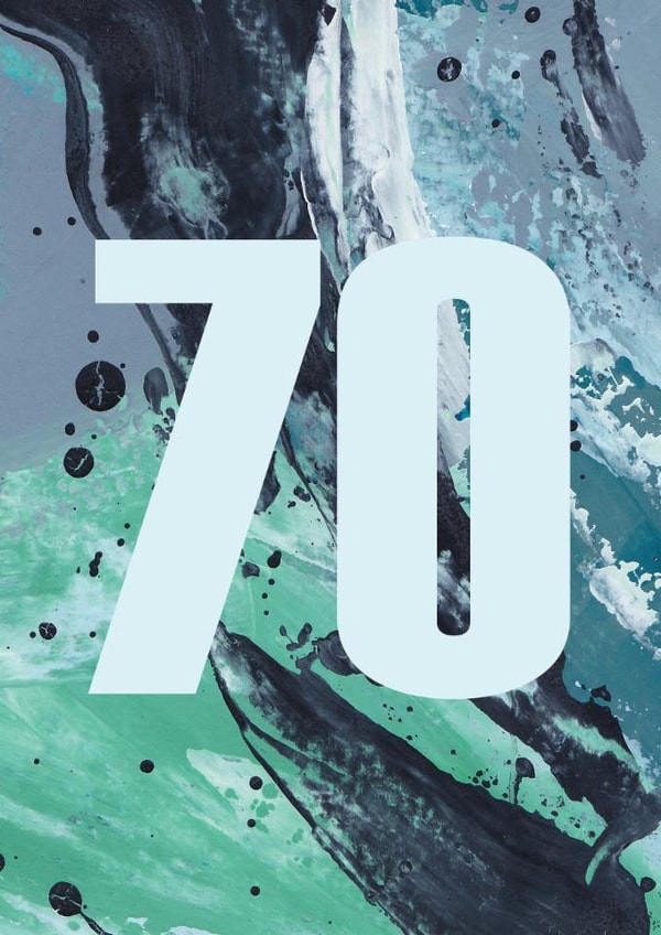 Classic Birthday Card - 70th - Blue Abstract created by Joy Jen Studio