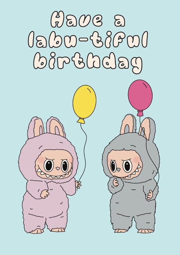 Cute labubu birthday card created by averageashhh