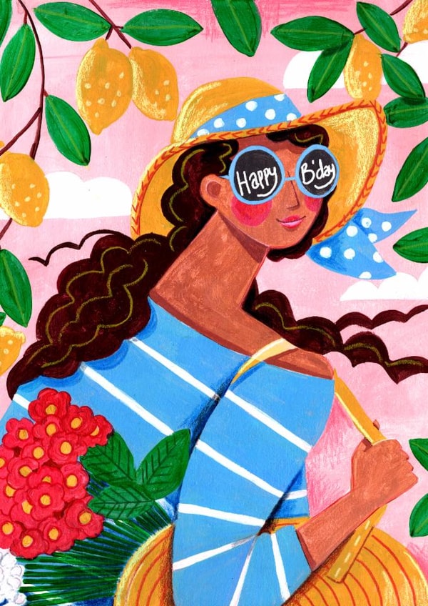 Arty Birthday Card - For Her - Summer Beach created by Caroline Bonne Müller