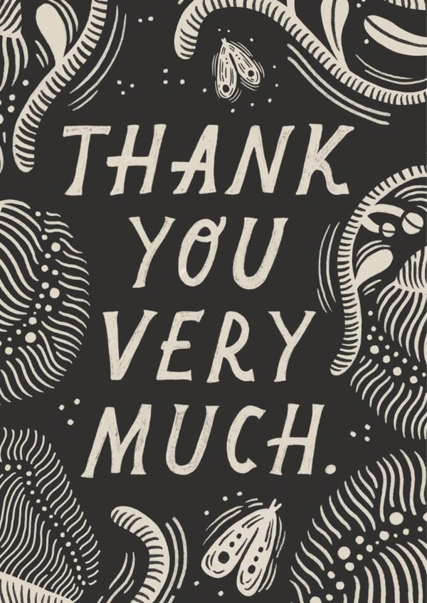 Arty Thank You Card - Moths created by Lauren Marina