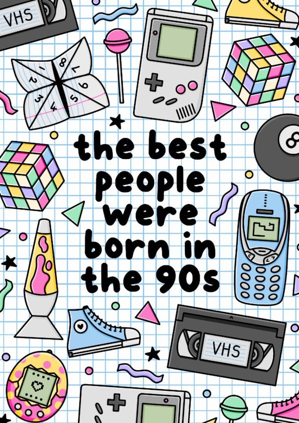 Fun Birthday Card - 90's Nostalgia - Retro Games created by Jessie
