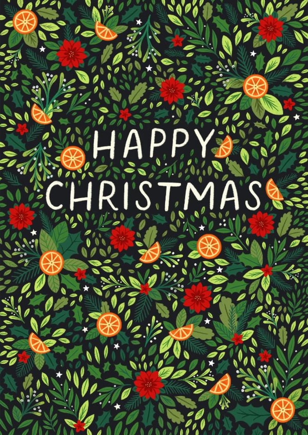 Classic Christmas Card - Holly - Poinsettias created by Pear Tree Press