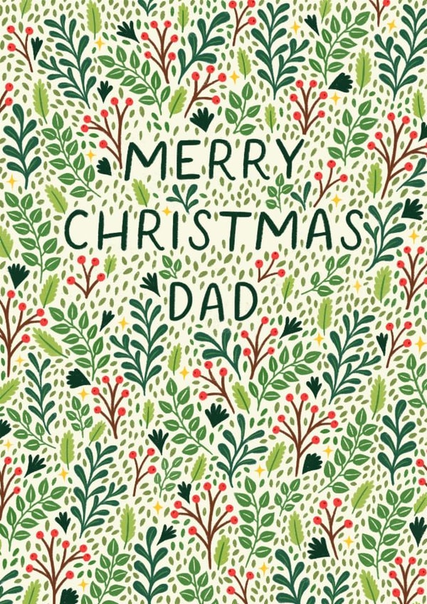Classic Christmas Card - For Dad - Holly & Berries created by Pear Tree Press