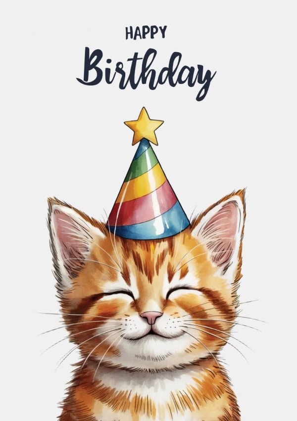 Cute Cat Birthday Card - Ginger Tabby - For Mum, Dad or Pet Lover created by Neil Thurlwell